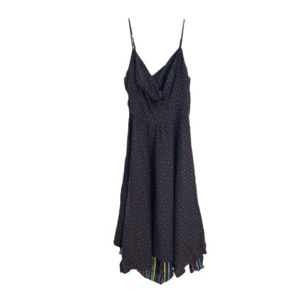 Betsey Johnson Dresses & Skirts - Vintage Y2K Betsey Johnson Black Red Polka Dot Rainbow Mini Strap Dress Size 6